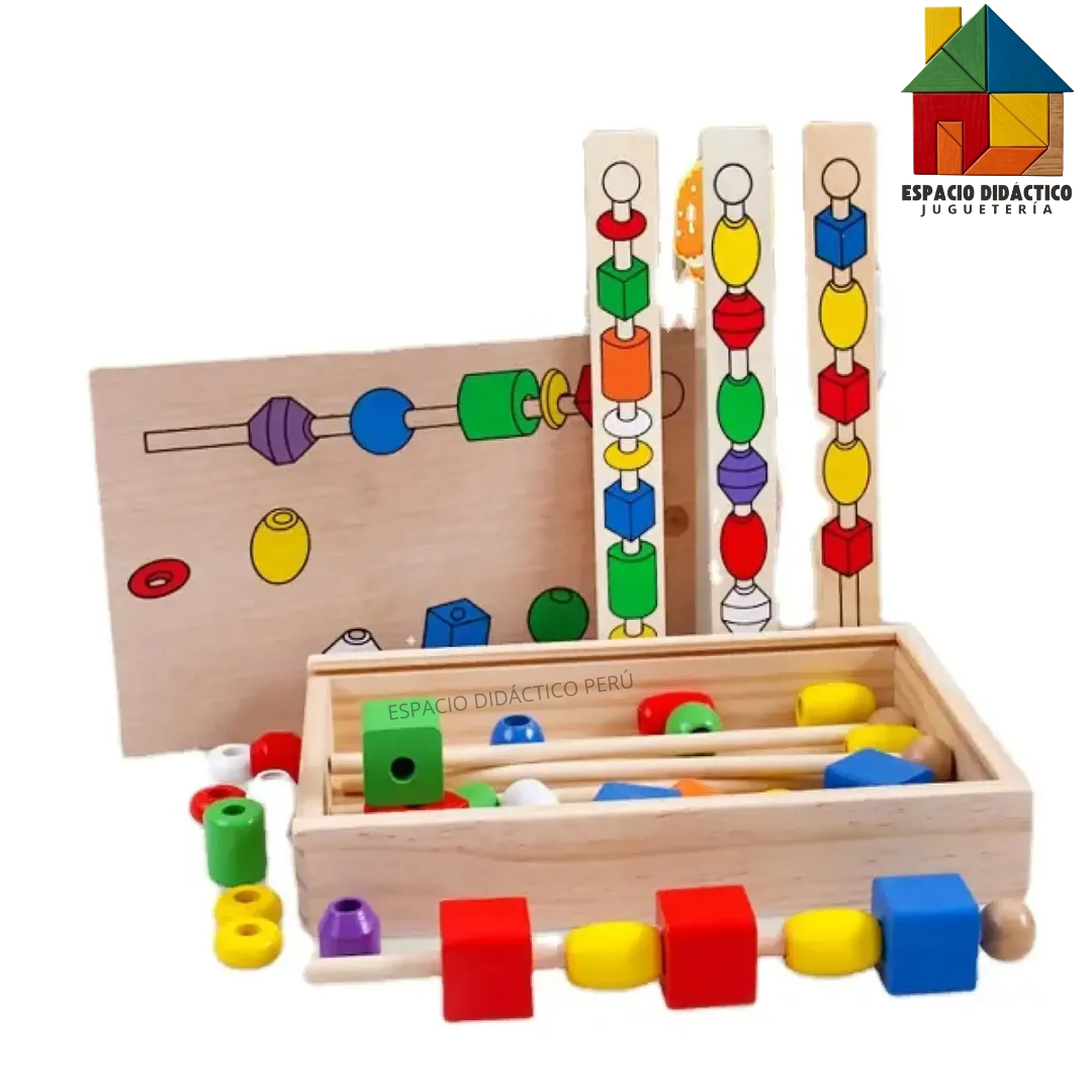 BROCHETAS DE MADERA EN CAJA / BEADED GAME BOX